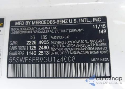 2016 Mercedes-Benz C 450 Amg 4Matic from USA, damaged, VIN 55SWF6EB9GU124008
